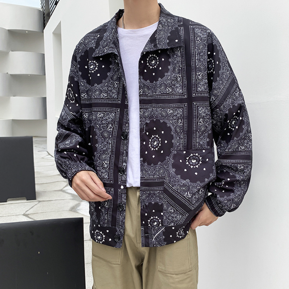 Nev - Stylische langärmelige Herrenjacke mit schönem Paisley-Motiv