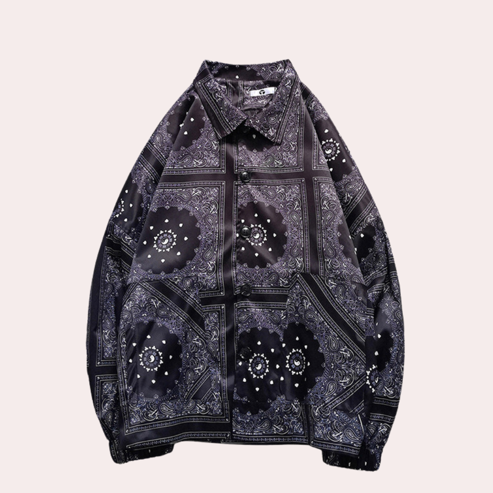 Nev - Stylische langärmelige Herrenjacke mit schönem Paisley-Motiv