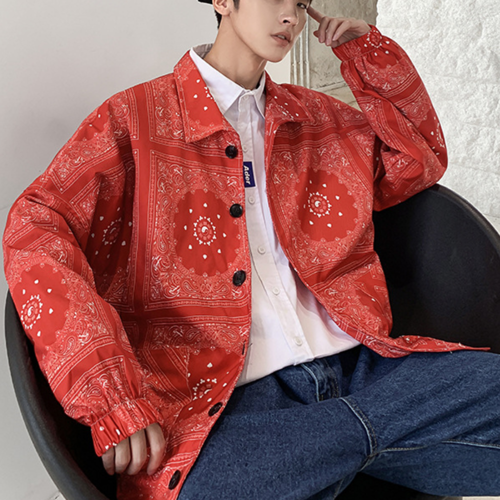 Nev - Stylische langärmelige Herrenjacke mit schönem Paisley-Motiv