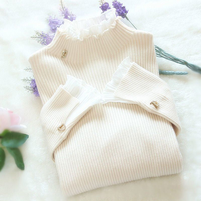 Helge | Rollkragenpullover für Frauen Koreanische Spitze