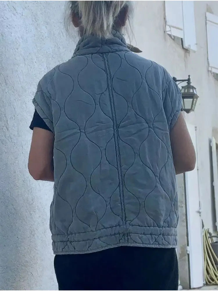 Vince | Herbst Winter Frauen Tasche Baumwolle Mantel Weste ärmellos