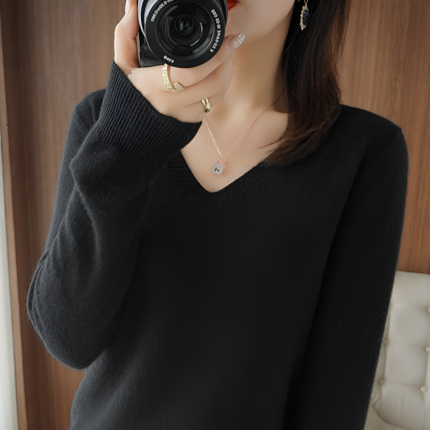 Ika | Gemütlicher V-Ausschnitt Strickpullover
