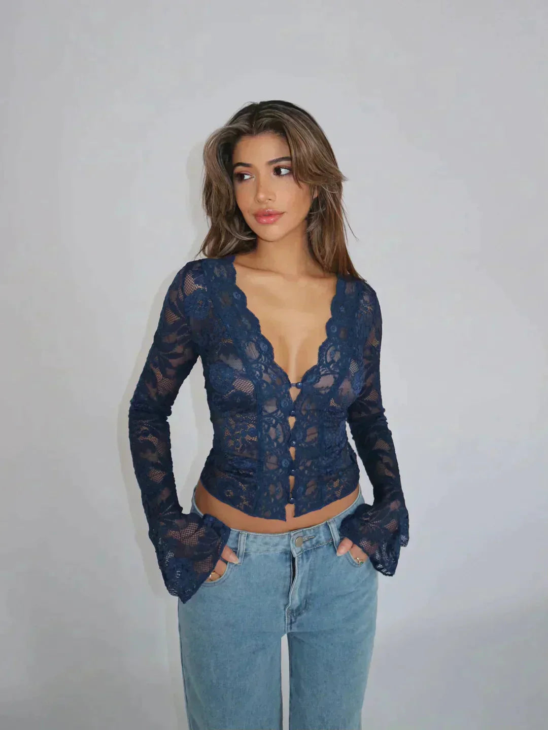 Willie - Vintage Mesh-Spitzenoberteil