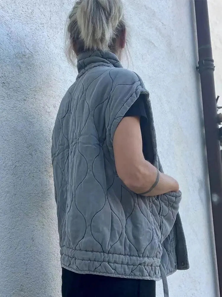 Vince | Herbst Winter Frauen Tasche Baumwolle Mantel Weste ärmellos