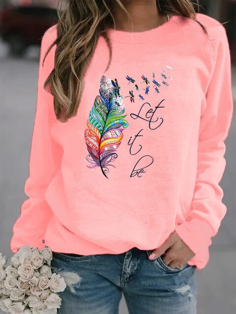 Let it Be - Komfortabler Damen Pullover mit Feder Motiv