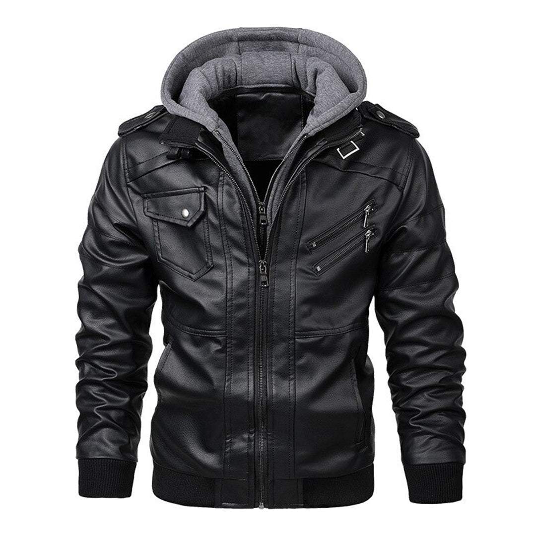 Stylische Herren Lederjacke mit Kapuze - Jacob