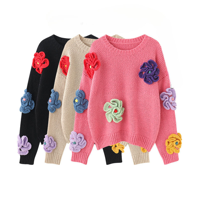 Noar | Vintage 3D Blume Pullover