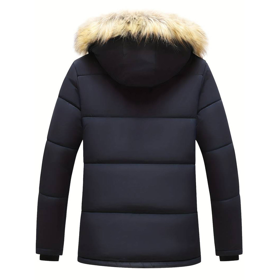 Stilvolle Herren-Parka-Jacke mit luxuriösem Pelzkragen von MICHAEL