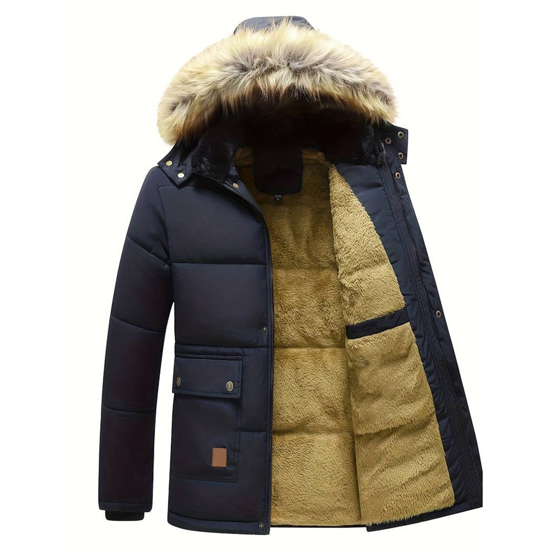 Stilvolle Herren-Parka-Jacke mit luxuriösem Pelzkragen von MICHAEL