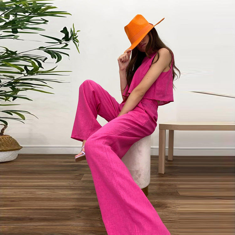 Fudus | Einfarbiges Pink Top Mit Passendem Unterteil