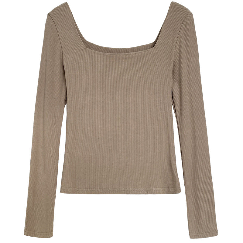 Fudus | Frauen Langarm Quadrat-ausschnitt T-shirt