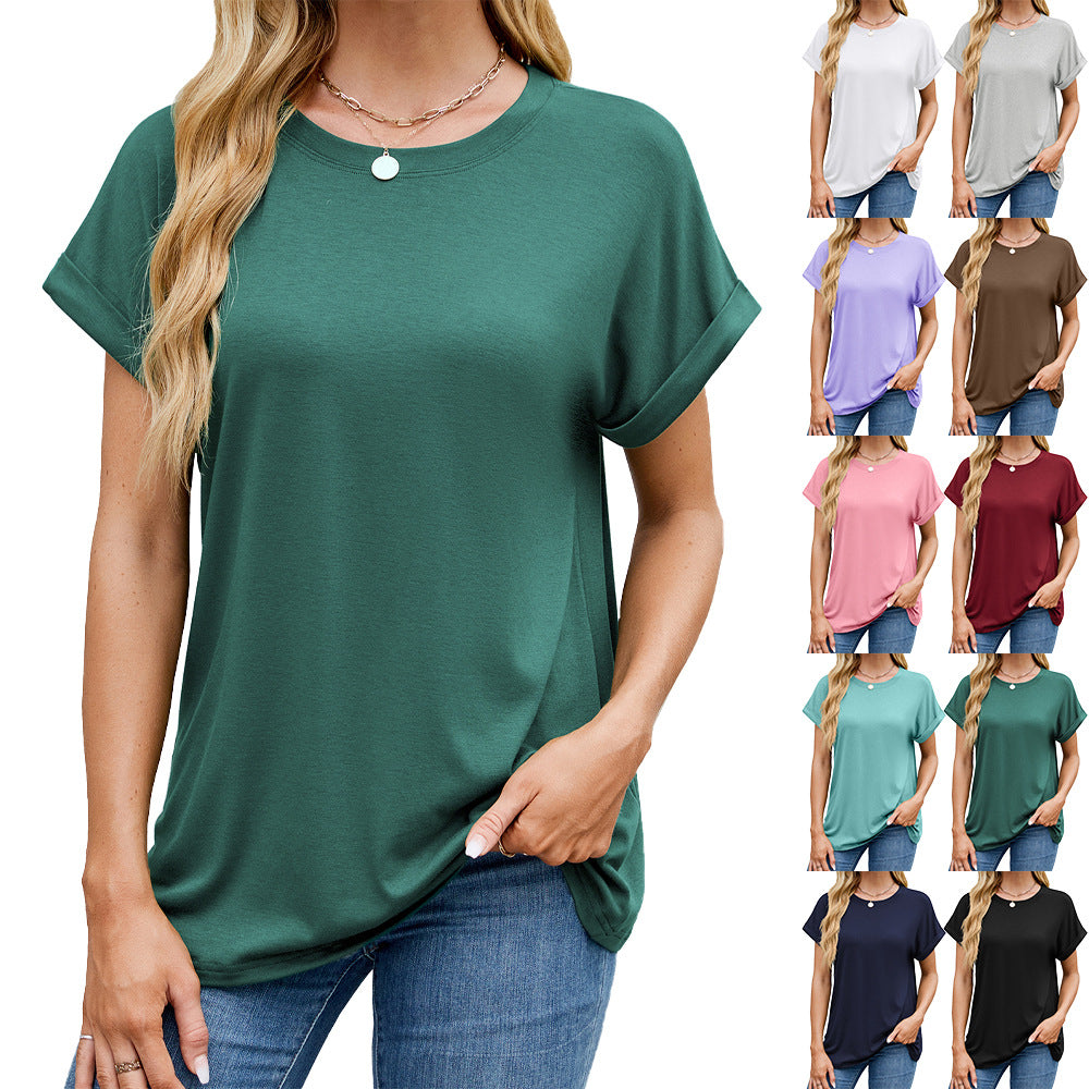 Fudus | Essentiell Einfarbig Rund Lockeres T-Shirt