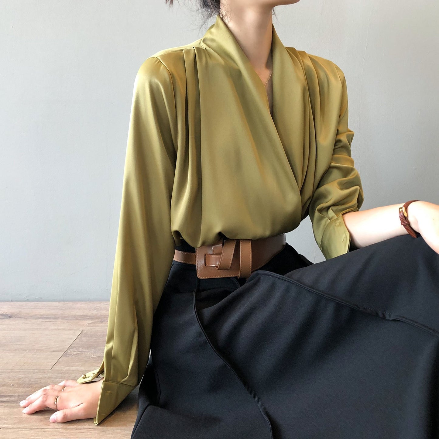 Fudus | V-ausschnitt Damen Langarmshirt