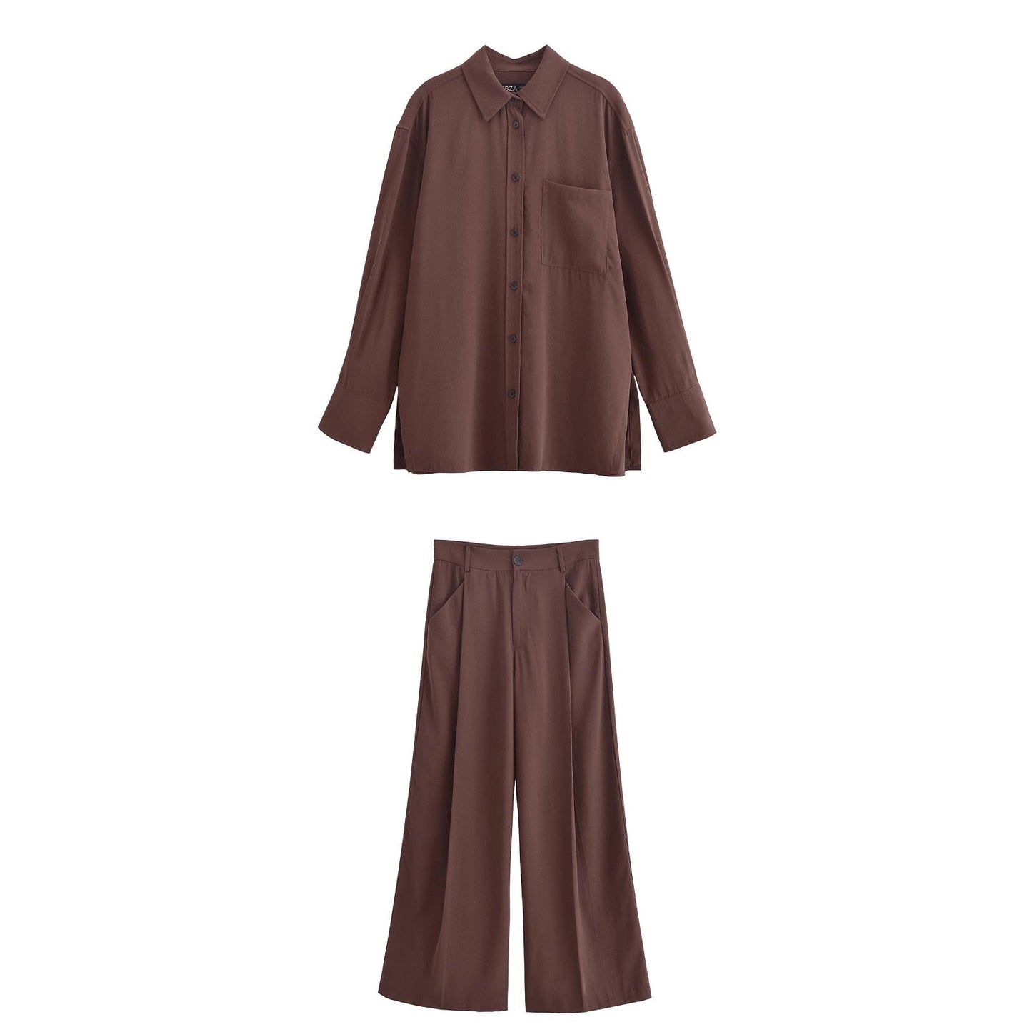 Fudus | Mode Split Hem Drapierter Kragen Langarmoberteil