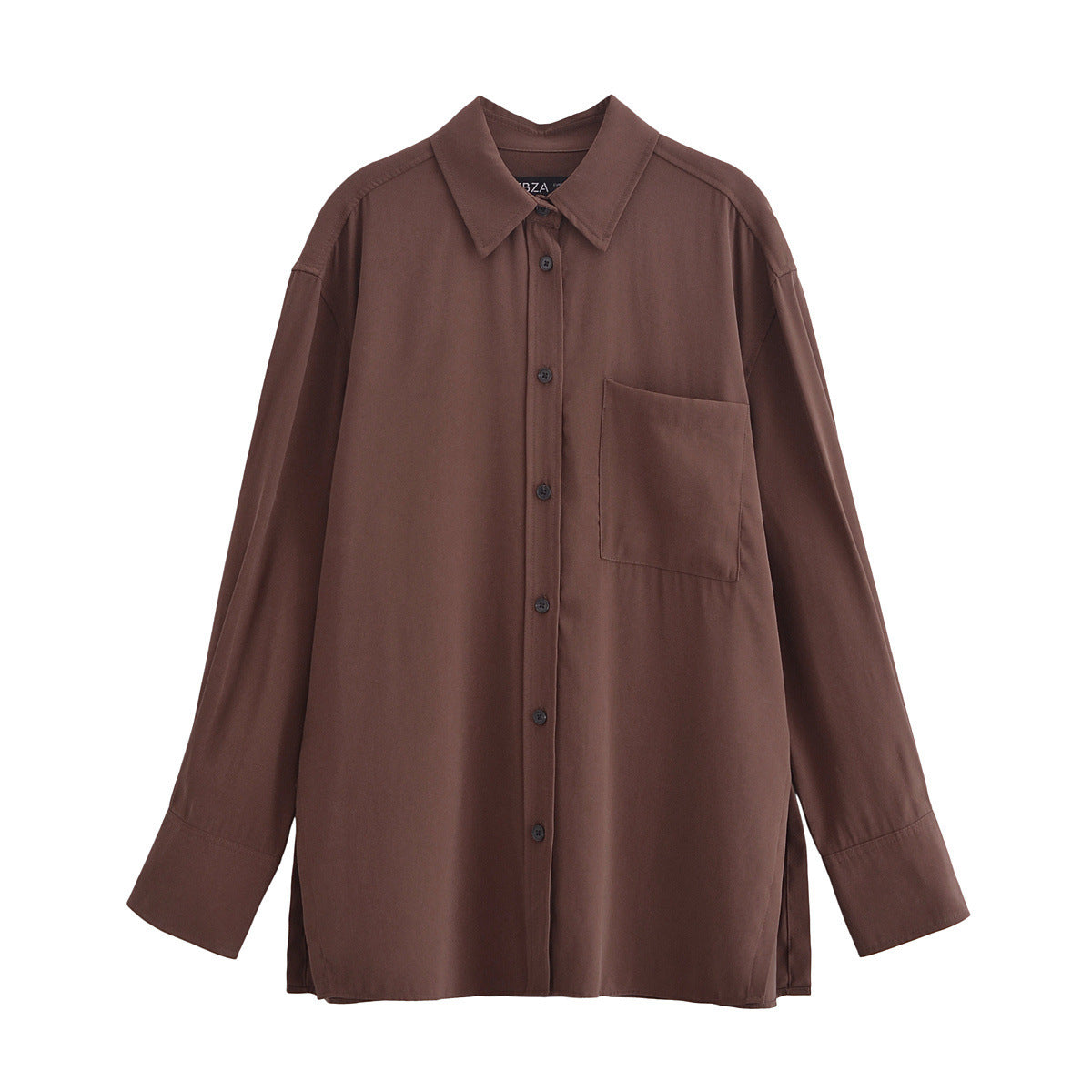 Fudus | Mode Split Hem Drapierter Kragen Langarmoberteil