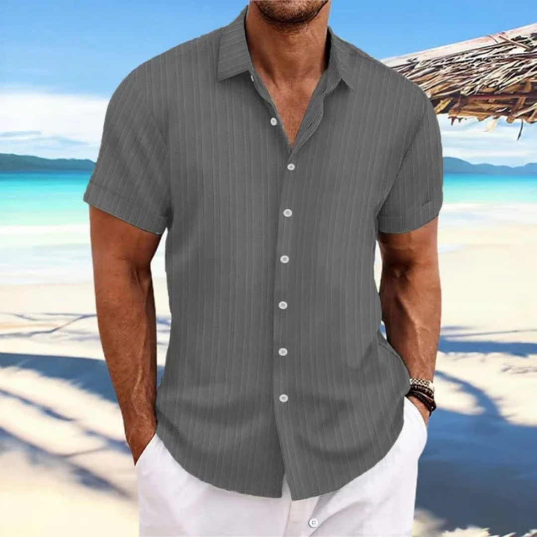 Piero-Herren Gestreiftes Kurzarm Hemd