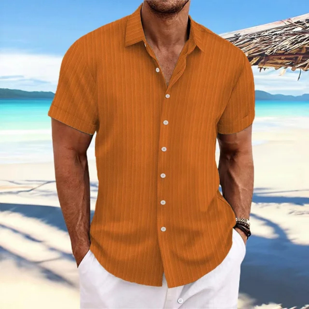 Piero-Herren Gestreiftes Kurzarm Hemd