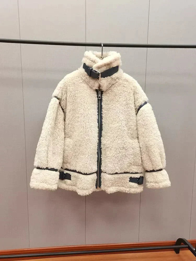 Leyralis | Damen Winterjacke mit Teddyfutter – Beige