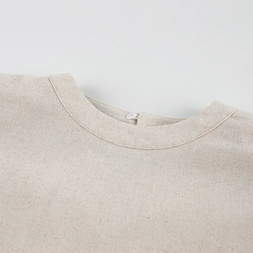 Fudus | Leinen Schnür Crop Top Und Lockere Hose Schlafanzug Sat