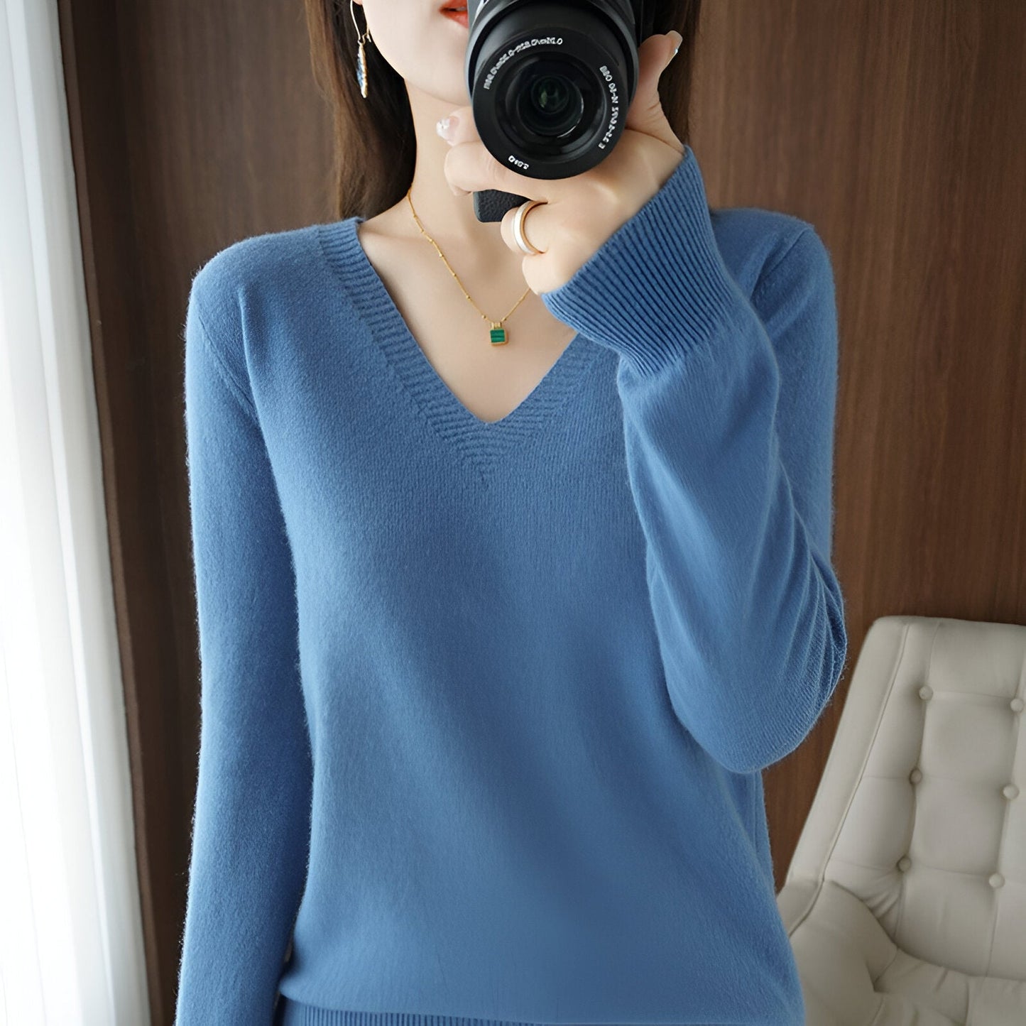 Ika | Gemütlicher V-Ausschnitt Strickpullover