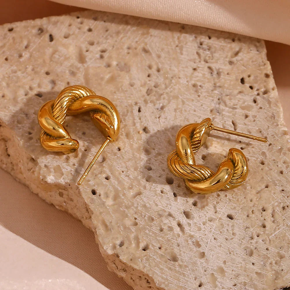 Elfe - 18K Vergoldete Chunky Gedrehte Creolen