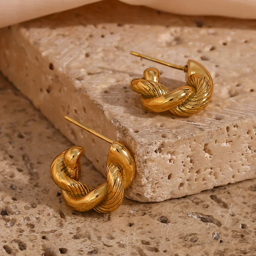 Elfe - 18K Vergoldete Chunky Gedrehte Creolen