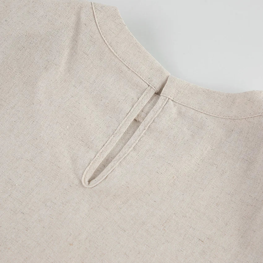 Fudus | Leinen Schnür Crop Top Und Lockere Hose Schlafanzug Sat