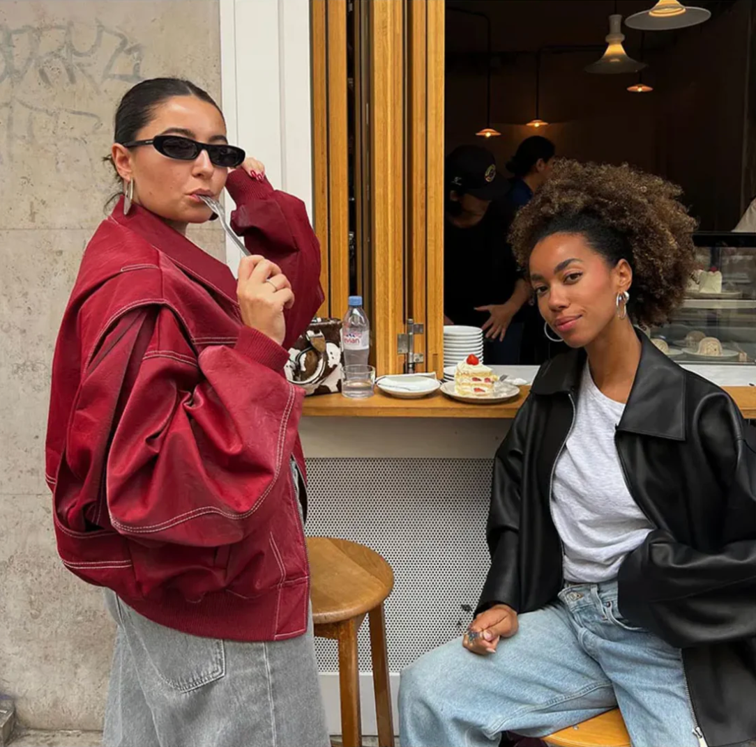 Carmen | Rote Oversized Lederjacke für Damen