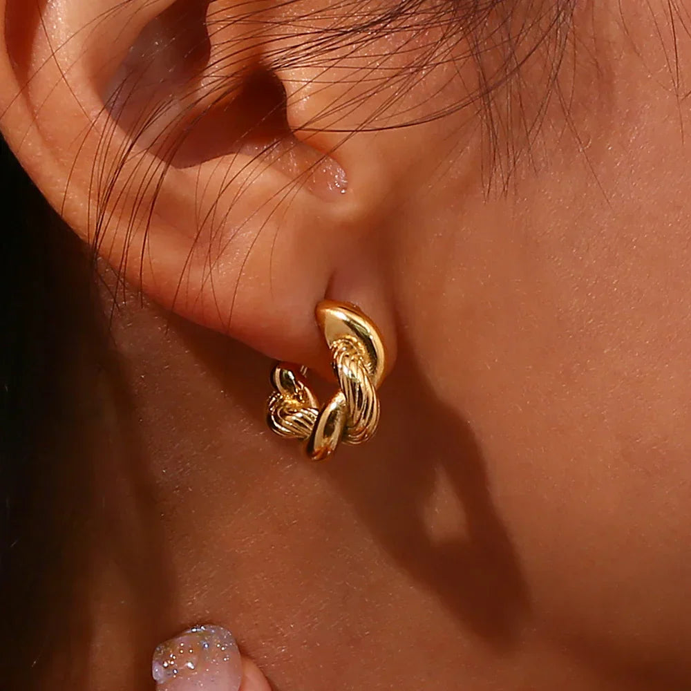 Elfe - 18K Vergoldete Chunky Gedrehte Creolen