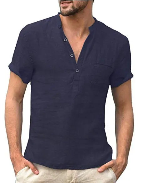 Schickes Leinen Button-Down Hemd für Herren