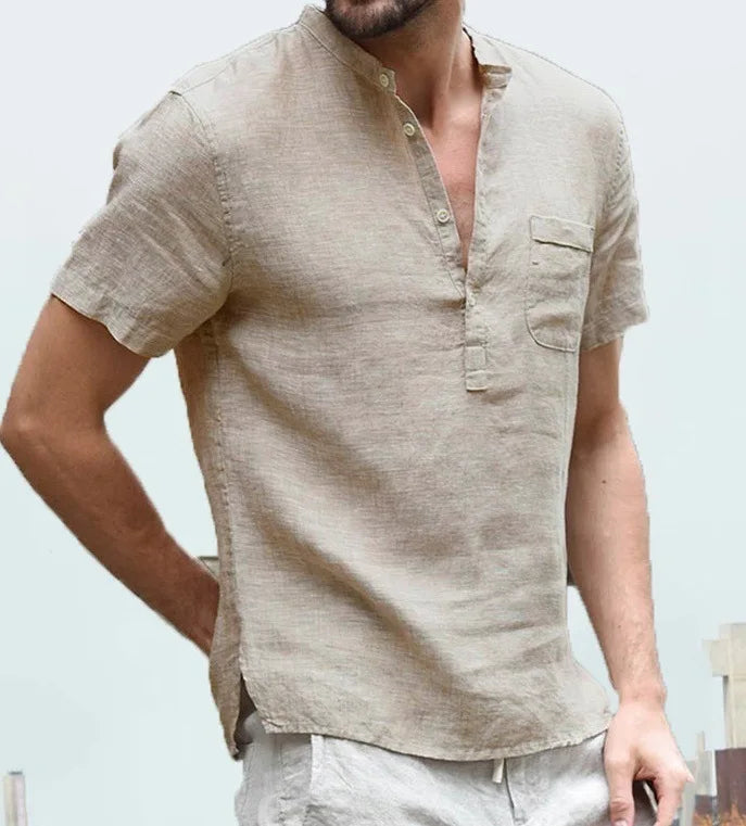 Schickes Leinen Button-Down Hemd für Herren