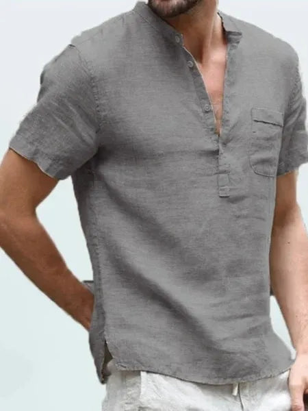 Schickes Leinen Button-Down Hemd für Herren