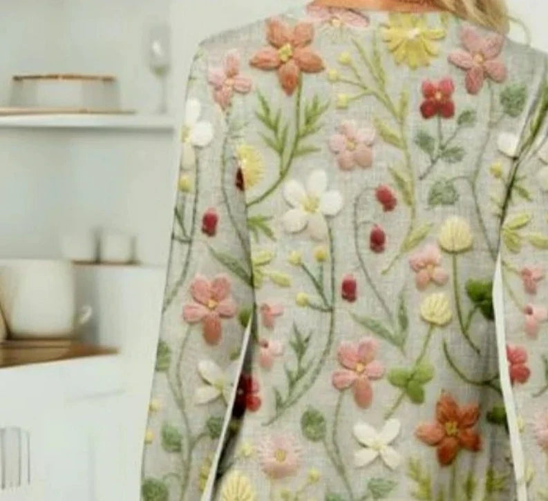 Marlena - Damenpullover mit floraler Stickerei