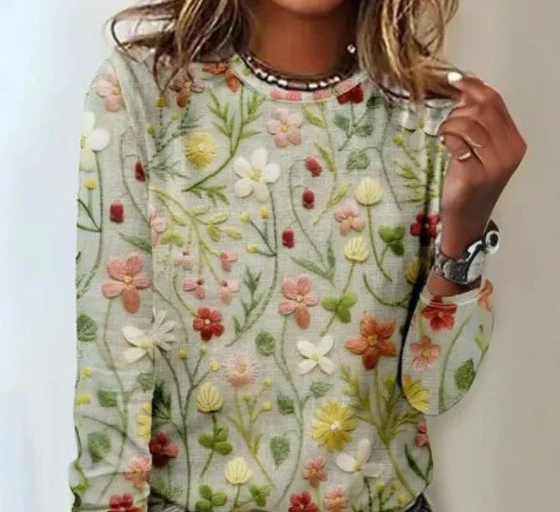 Marlena - Damenpullover mit floraler Stickerei