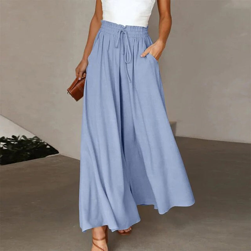 Maja - Stilvolle Damenhose mit hoher Taille und weitem Bein