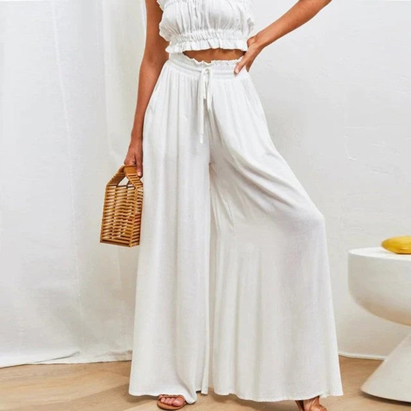 Maja - Stilvolle Damenhose mit hoher Taille und weitem Bein