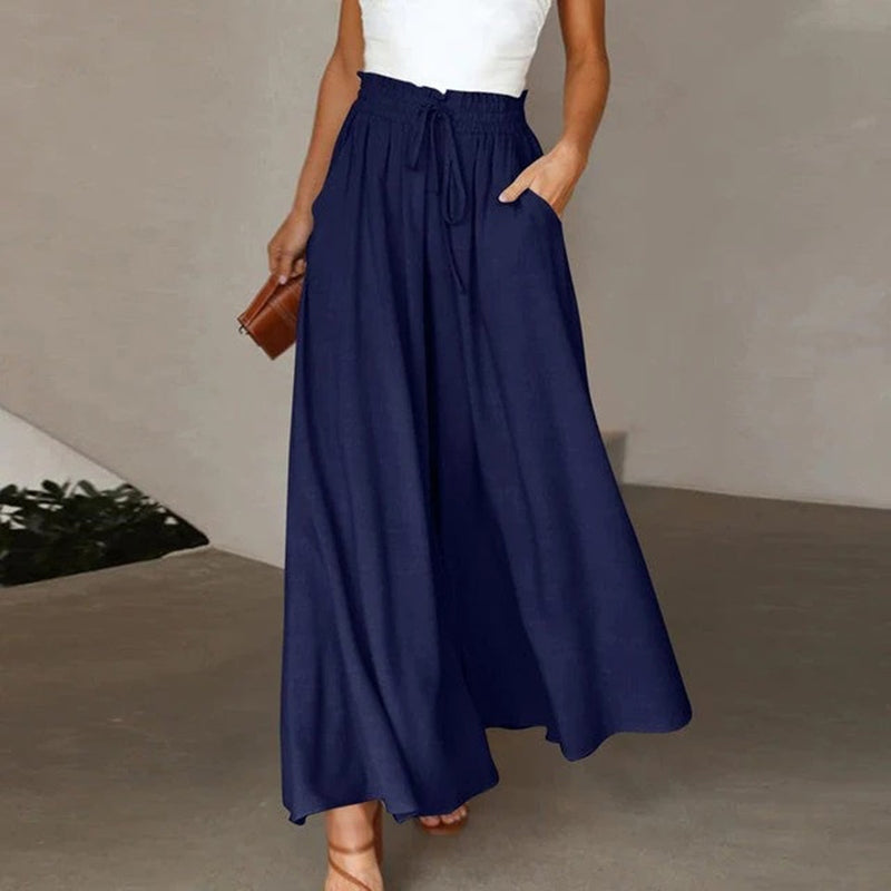 Maja - Stilvolle Damenhose mit hoher Taille und weitem Bein