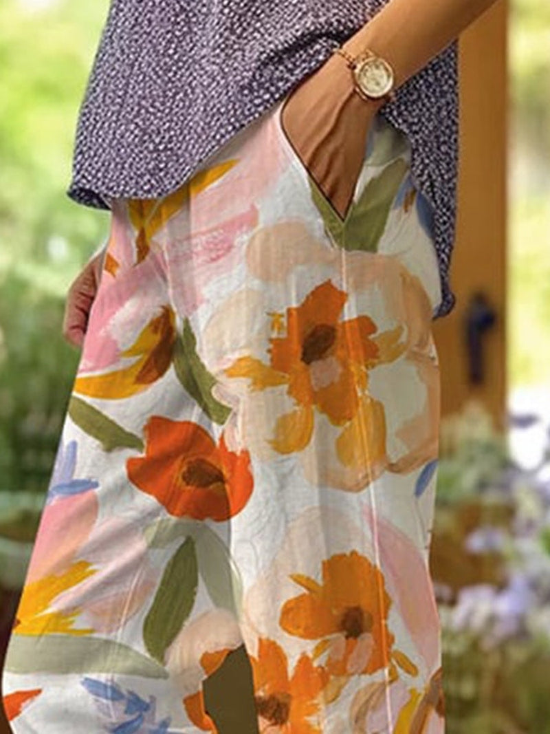 Vanessa - Bequeme Damenhose mit floralem Design für entspannte Tage