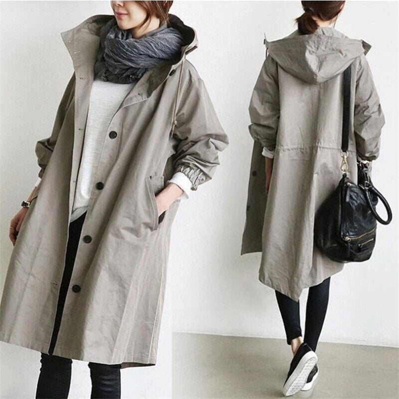 Helena - Stilvoller wasserdichter Trenchcoat mit praktischer Kapuze