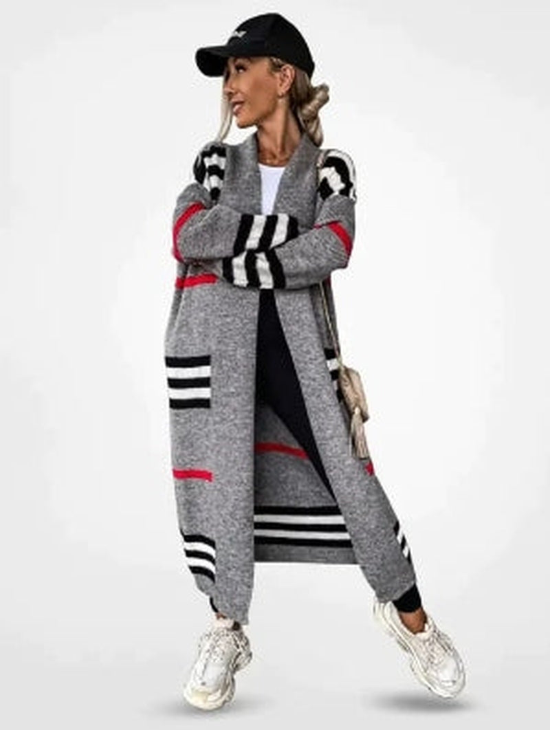Linda - Stilvolle Damen-Strickjacke mit trendigem Streifenmuster