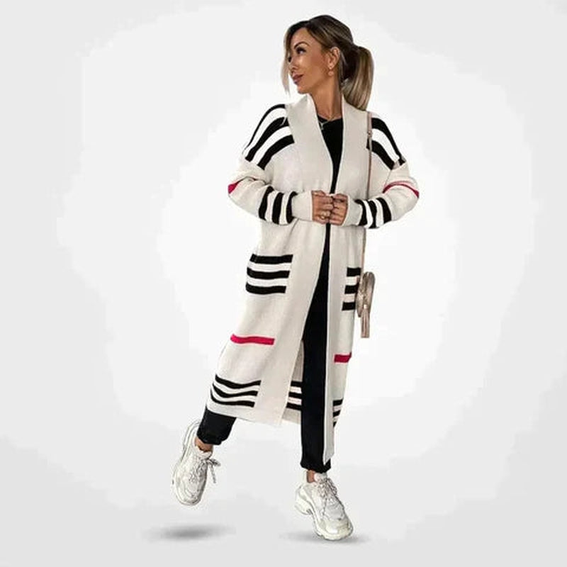 Linda - Stilvolle Damen-Strickjacke mit trendigem Streifenmuster