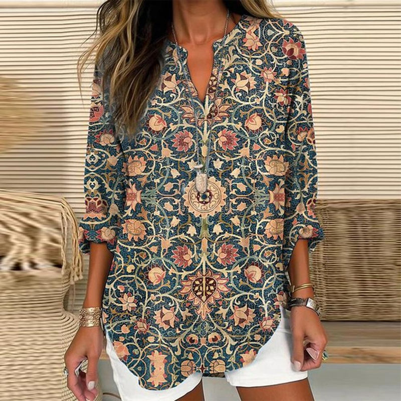 Sophie - Stilvolles Top mit 3/4-Ärmeln und modernem Print
