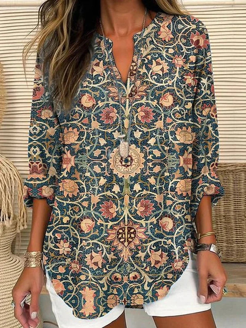 Sophie - Stilvolles Top mit 3/4-Ärmeln und modernem Print