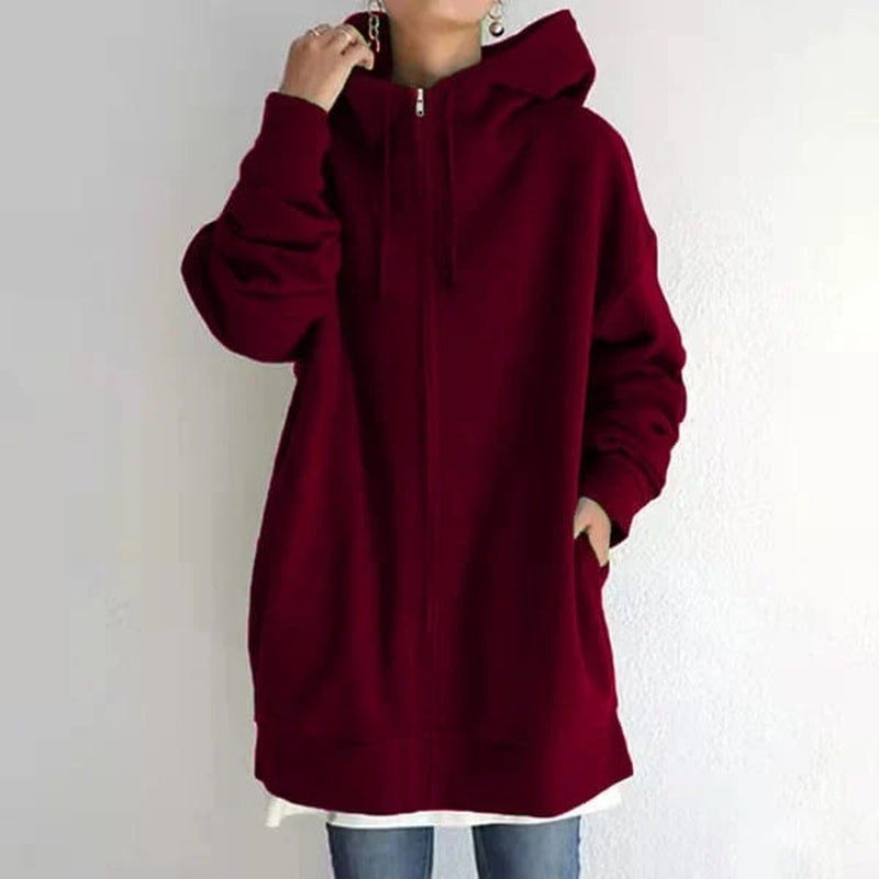 Maya - Stilvoller Kapuzenpullover für Damen im Herbst/Winter mit Reißverschluss