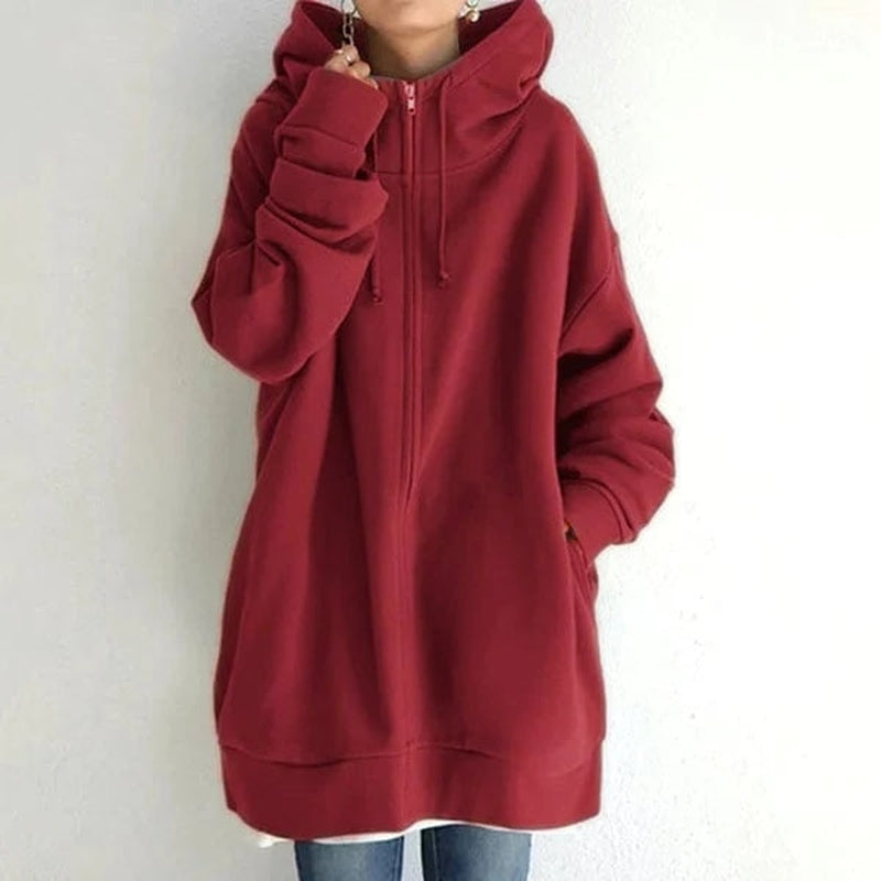 Maya - Stilvoller Kapuzenpullover für Damen im Herbst/Winter mit Reißverschluss