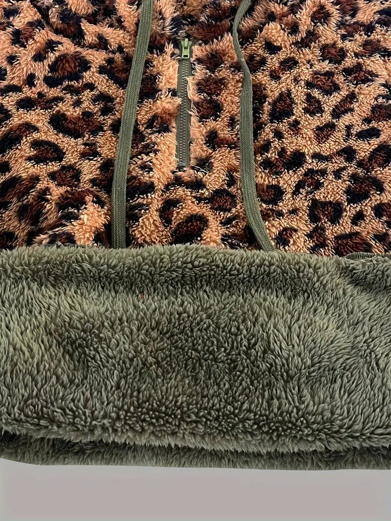 Ewalde |Leopard Druck Farbe Block Hoodie Sweatshirt für Frauen
