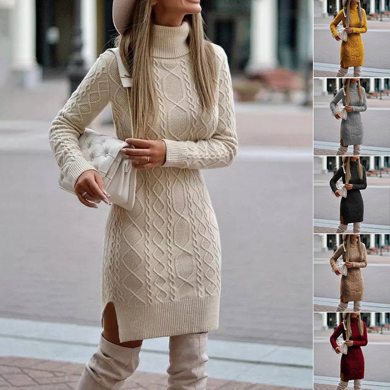 Amy – Winter Pullover Kleid mit Schlitz Design