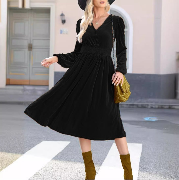 Ann – Langärmeliges Kleid in Unifarbe