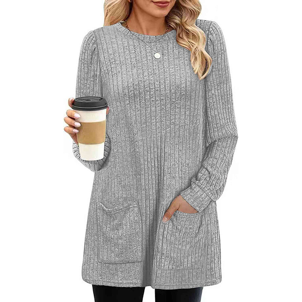 Bjarke | Herbst und Winter neue halblange Pullover Kleid Frau