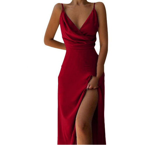 Heidi – V-Ausschnitt Schlitzenkleid mit Print